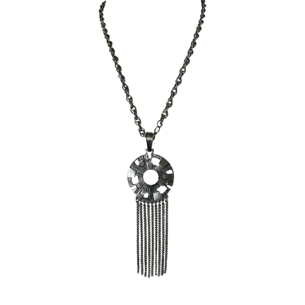 Sarah Coventry Vintage 1972 Spanish Medallion Pendant with Fringe Necklace 22” L